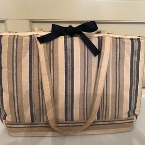 Brooks Brothers Petite Striped Fabric Shoulder Bag